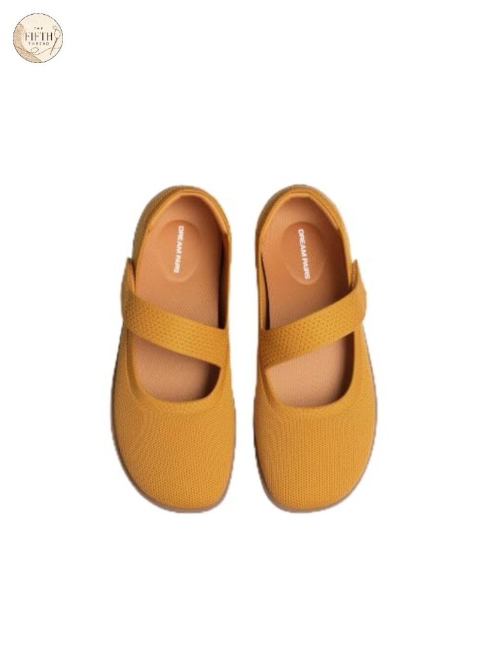 Mary Jane Wide Toe Ballet Flats Knit Arch Support Washable